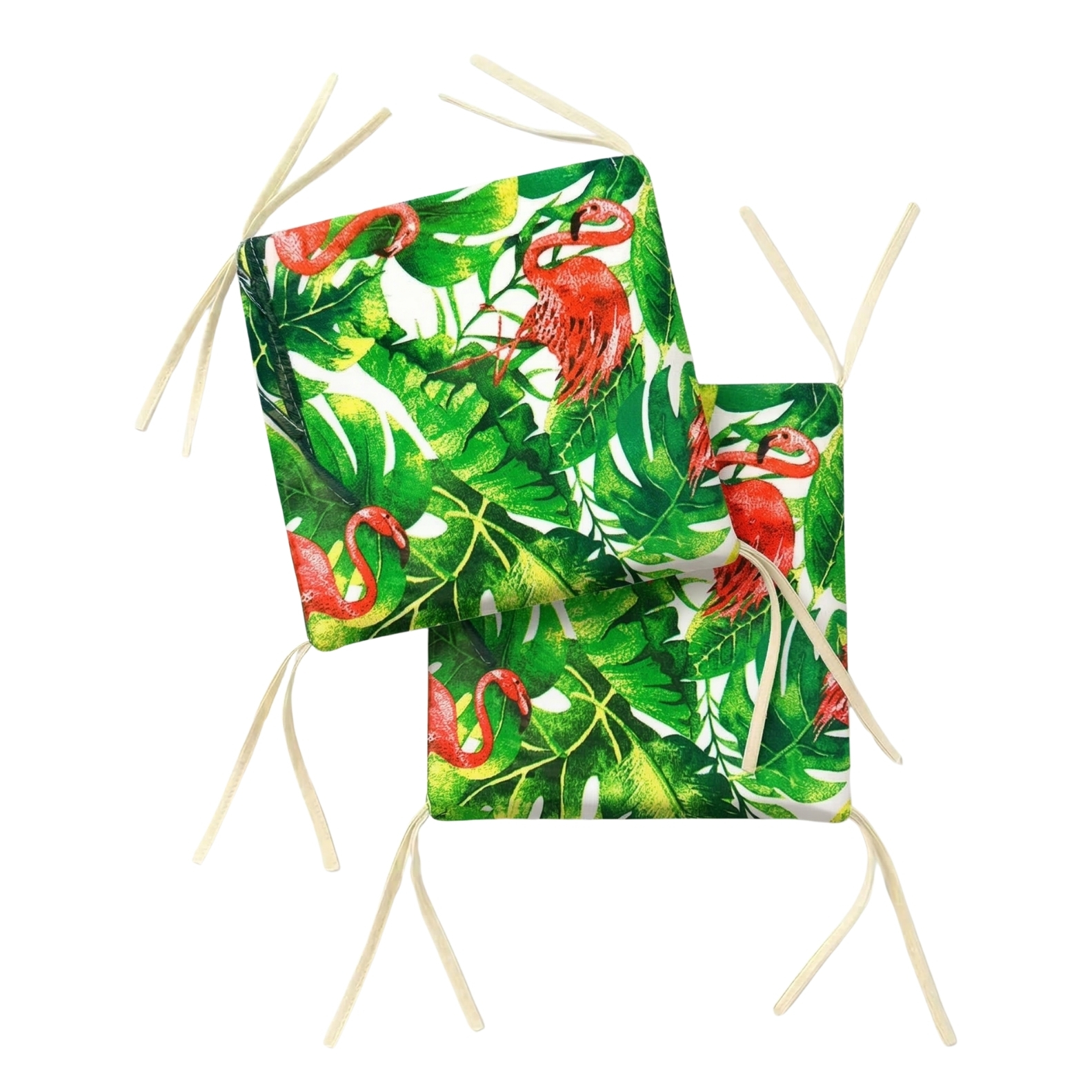 PIND Pack 2/4/6 Cojines Cuadrados para Silla 30x30x3,5 cm con Relleno de Espuma, con Cintas de Sujeción, Funda Efecto Lino Algodón y PES, Cojín para Taburetes, Comedor y Terraza