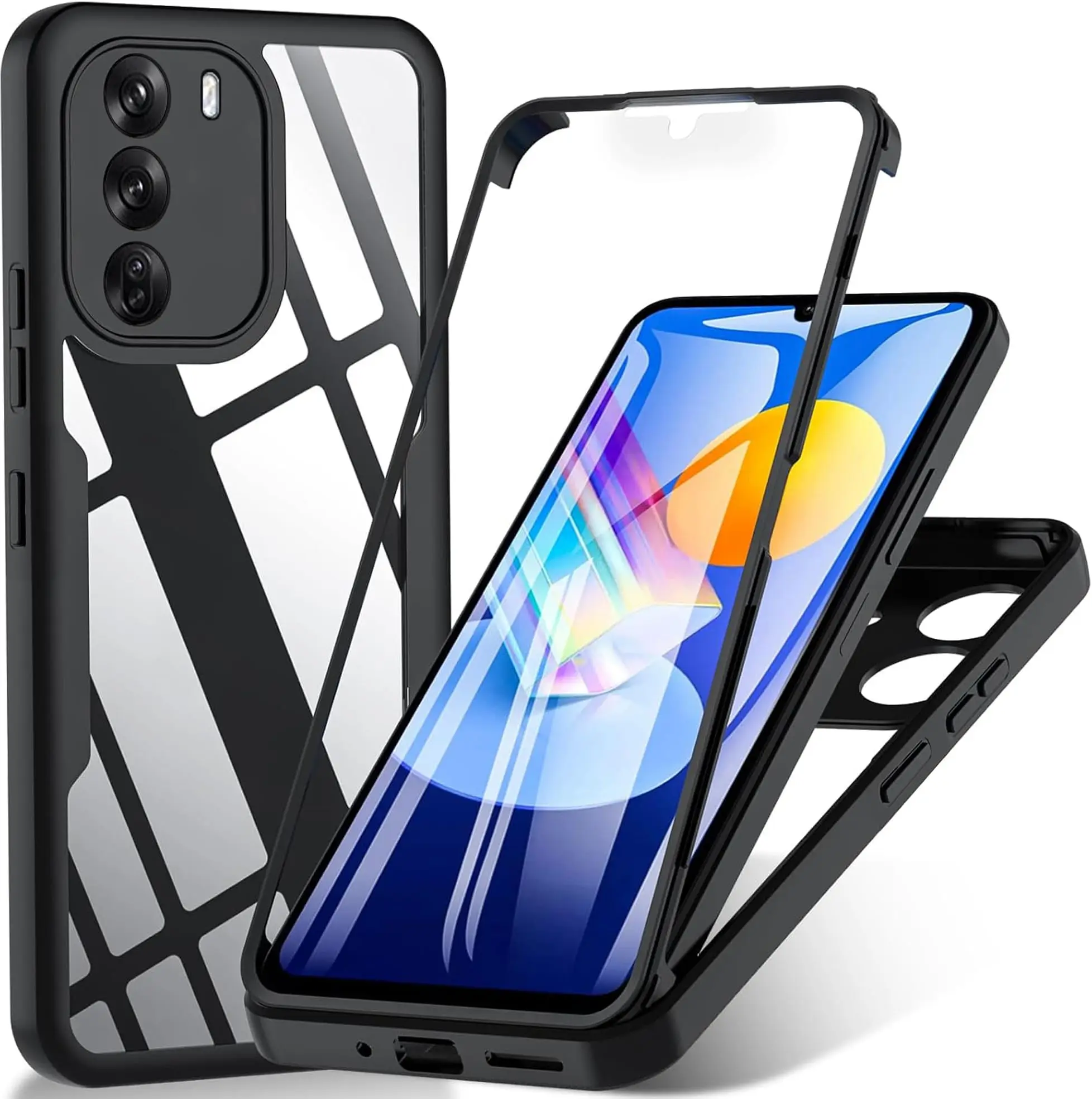 TK Funda Protectora Completa 3 En 1 360° Para OPPO RENO 12 pro 12F 12FS A3 A3X A40 A40M A60 A79 A96 A76 A36 4G 5G Acrílico+TPU Con Anillo Y Soporte Rotativo