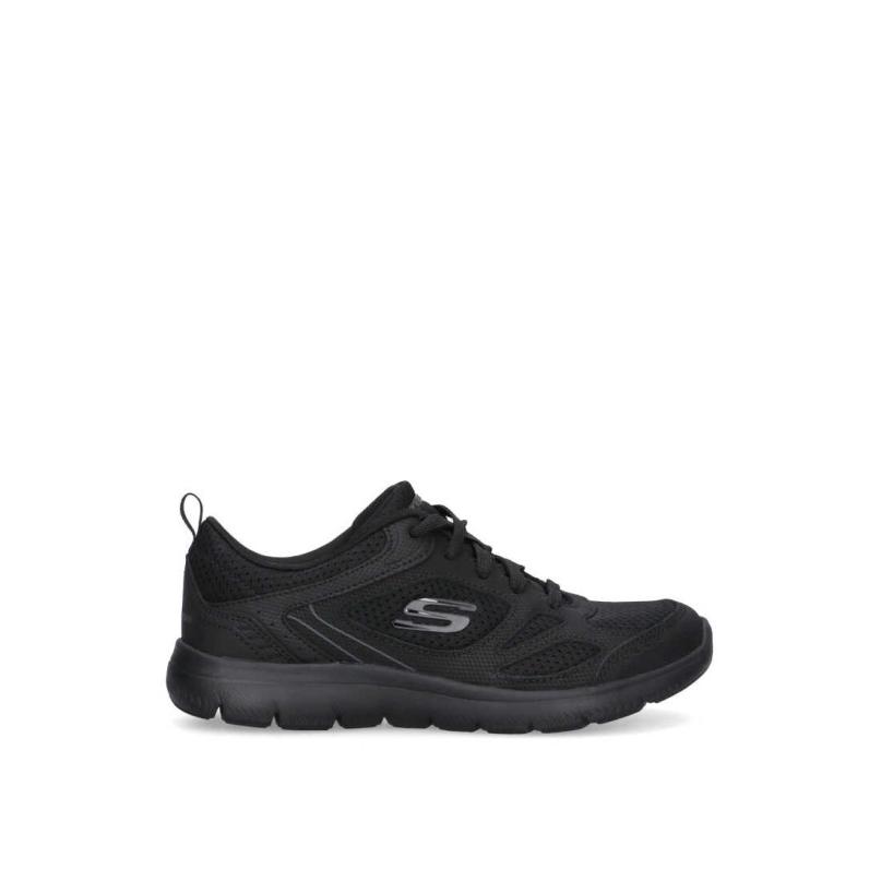 Zapatillas Running Skechers - Mujer - Suela Plana - Modelo 12982 - Color Negro