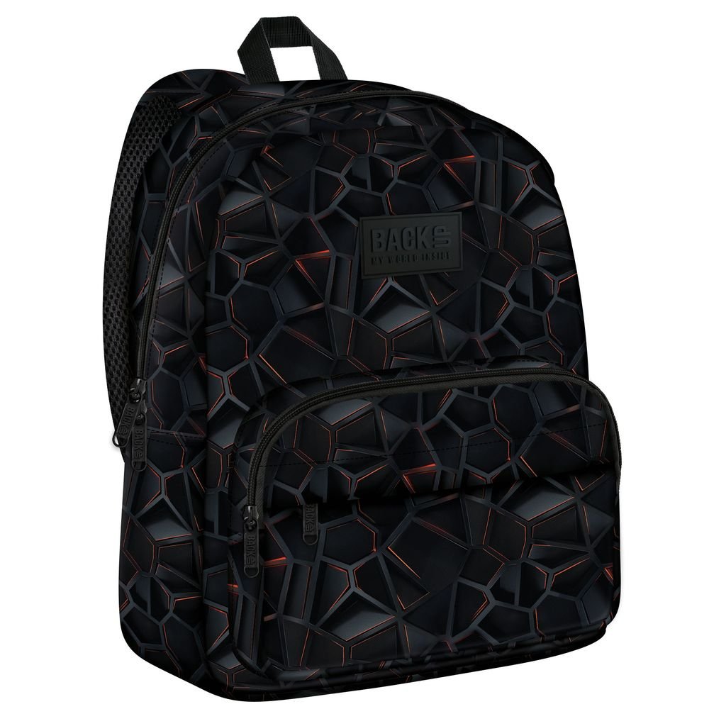 DERFORM MOCHILA ESCOLAR 36X27 CON BOLSILLO HEXAGONOS NEON BACK UP 36x27x16 Cms.