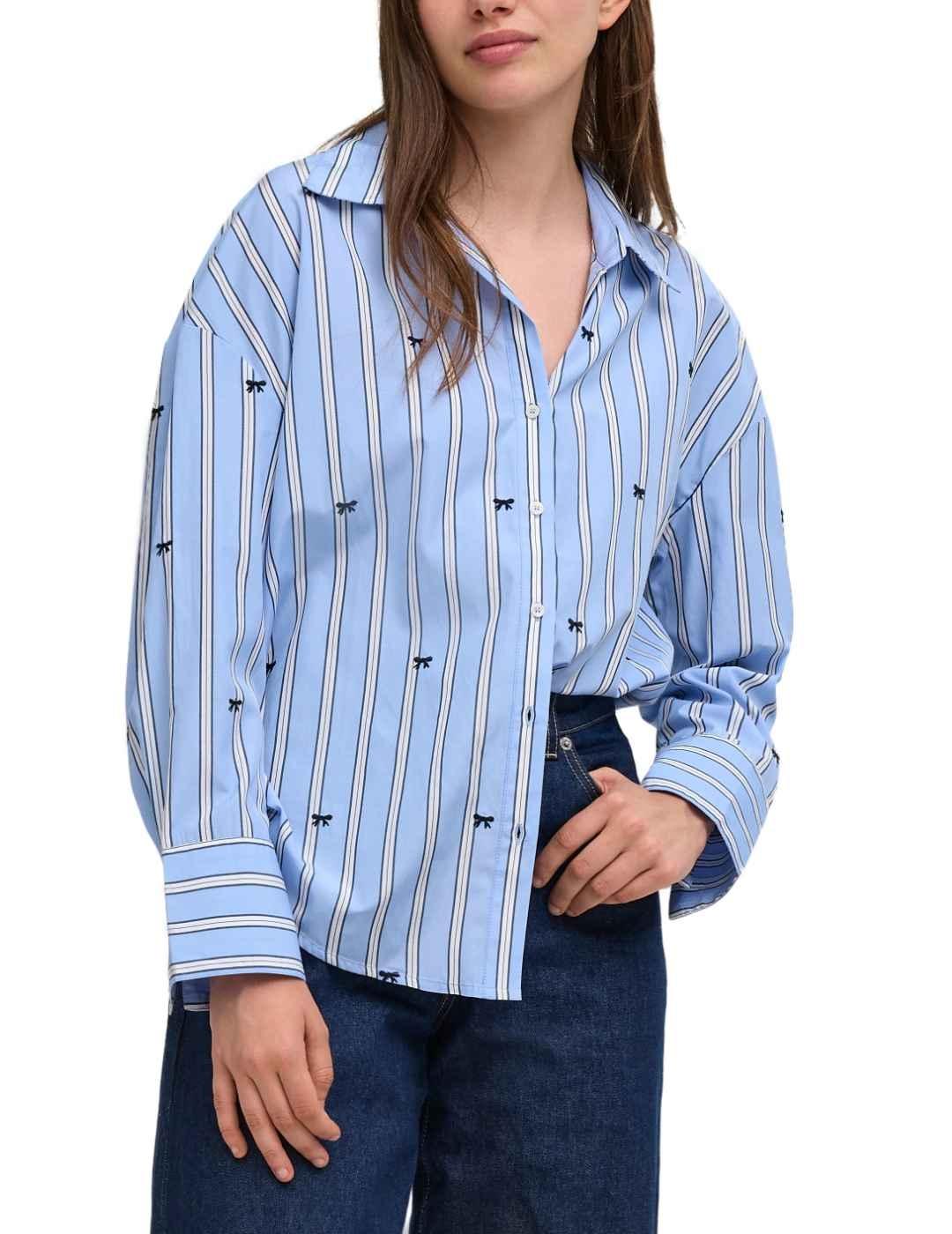 Camisa Only Oregon azul cielo rayas para mujer