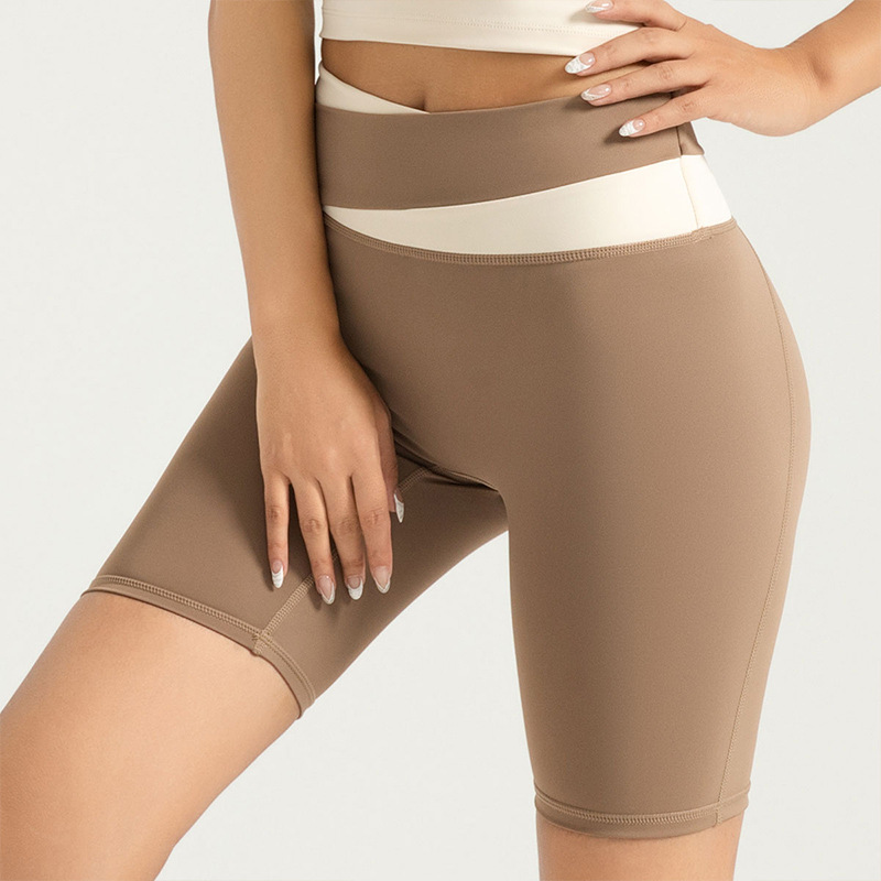 OmHome Los deportes casuales de Colorblock ponen en cortocircuito los pantalones cortos desnudos elásticos de la yoga de los pantalones cortos de la aptitud para las mujeres