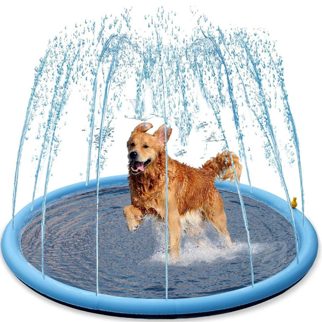 Alfalbra Rociadora de Agua para Perros 100cm/130cm/150cm/170cm/200cm Alfalbra Interactiva de Piscina para Mascotas, Piscina de Baño. Estera de spray de Agua para mascotas de PVC