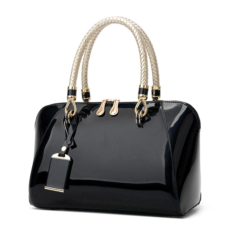 Elegante bolso bandolera/de hombro, bolso de mano de charol para mujer, billetera para mujer
