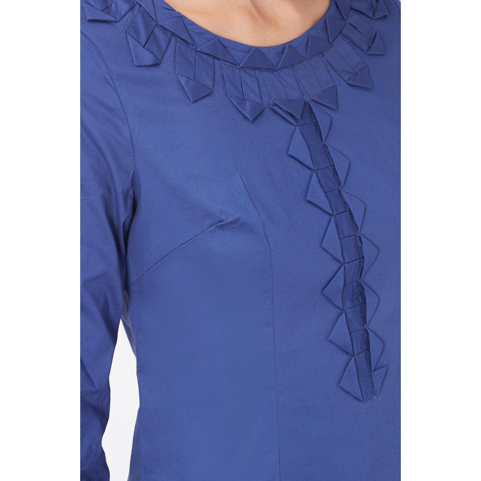 Vestido recto manga larga dress urbano geométrico algodón estilo sofisticado azul talla L cómodo versátil elegante look oficina ocasión especial tendencia otoño invierno ✅Entrega 24/48h