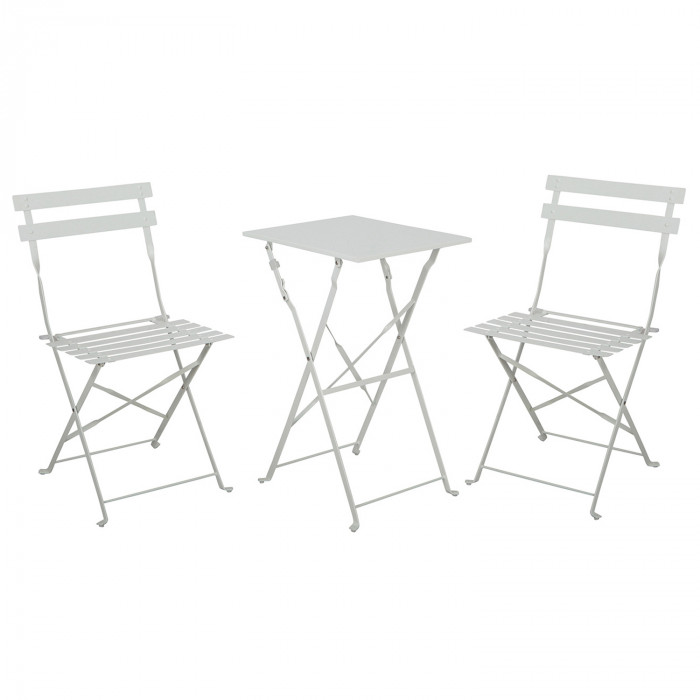 Juego Set Mesa y Sillas Plegables Metal Blanco 48x38x71cm - 41x46x79cm 7house Grna Calidad