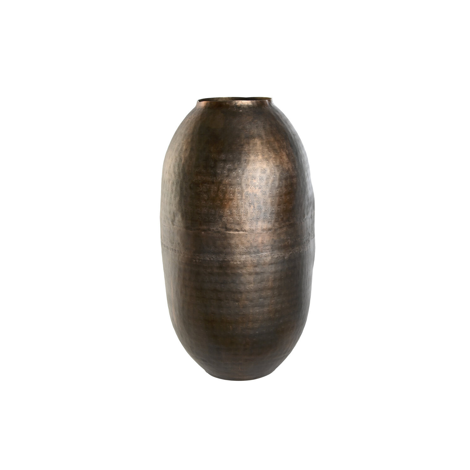 Jarrón decorativo, de aluminio, desgastado, en color dorado bronce, medidas 40x38x68 cm Fijalo