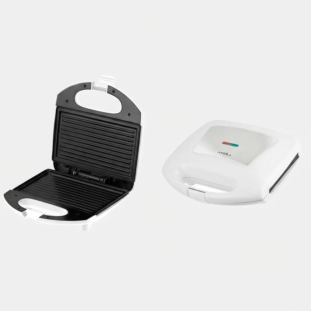 Sandwichera Rabino 750w Blanco/acero Antiadh.luz Indicad Placa 21x12cm Grill.tact.frio 10x21,5x20,5cm - ABRILA