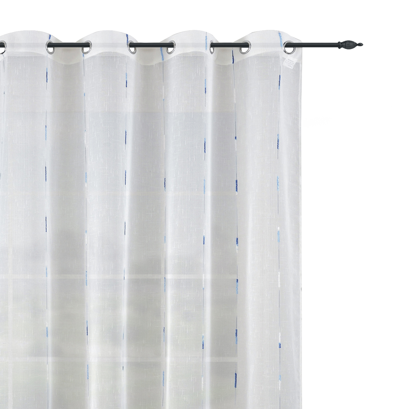Cortinas Poliéster Translucidas Bordadas de un Visillo Modernas 150x260cm de Efecto Lino para Sala Cuarto Dormitorio Comedor Cocina Salón, Cocina Pack de 2 Piezas con Ojales Plateados.