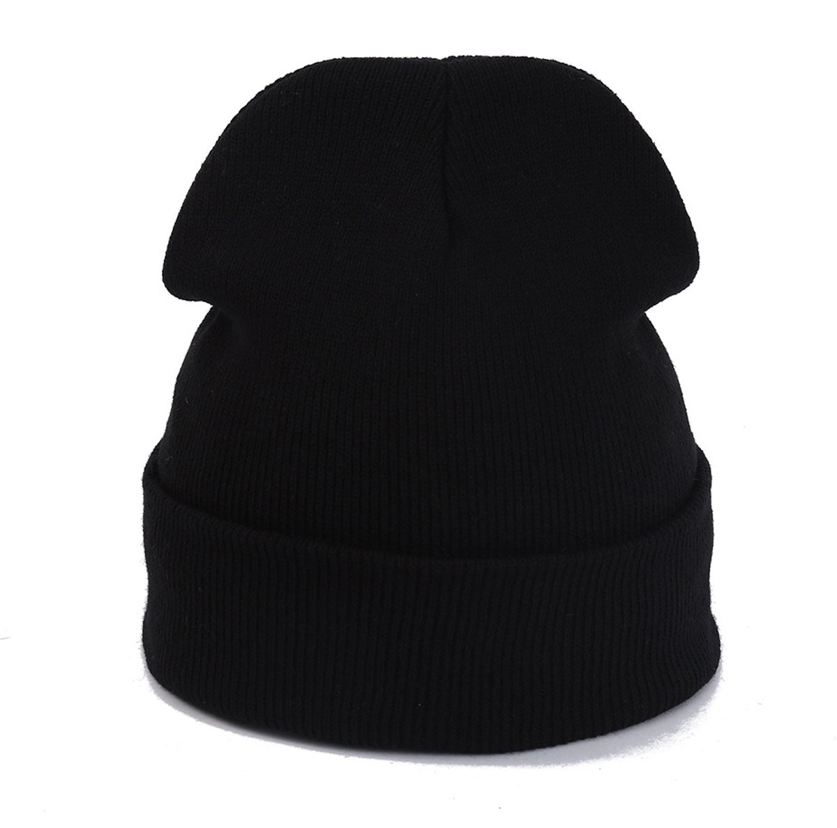 Wollen mutsen, koppelstijl voor dames en heren, gebreide herfst- en wintermutsen, snoepkleurige platgebreide mutsen,zwart
