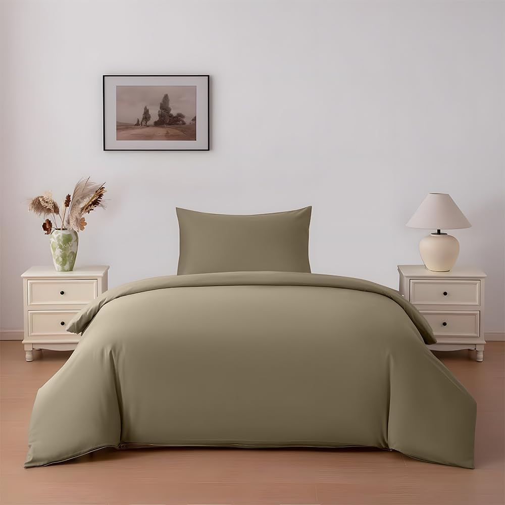 Funda nórdica para Cama 90/105/135/150/180cm, Funda nórdica Liso con Funda de cojín 50x75cm, 100% Poliester, Funda con Cremallera, suave y Transpirable, Varios colores. Cojín no incluido.