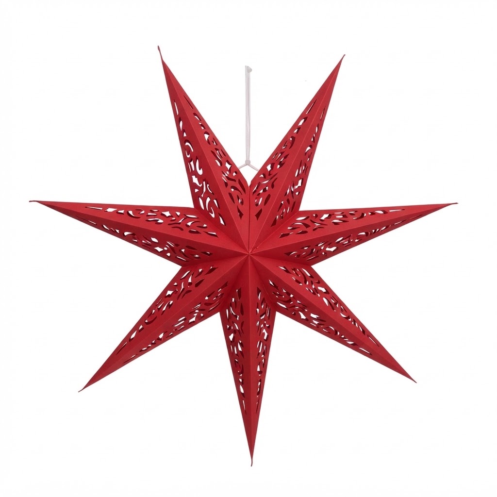 Set de 3-6 Colgantes de Estrellas de Papel de 67 cm - Decoración Navideña Colgante Estrella de Adviento Roja o Blanca