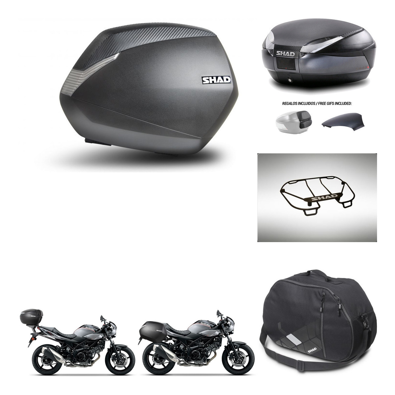Baul Trasero + Maletas Laterales + Accesorios + Herraje 3P + Herraje Montaje Sh36 Sh 36 Sh48 KIT-257932