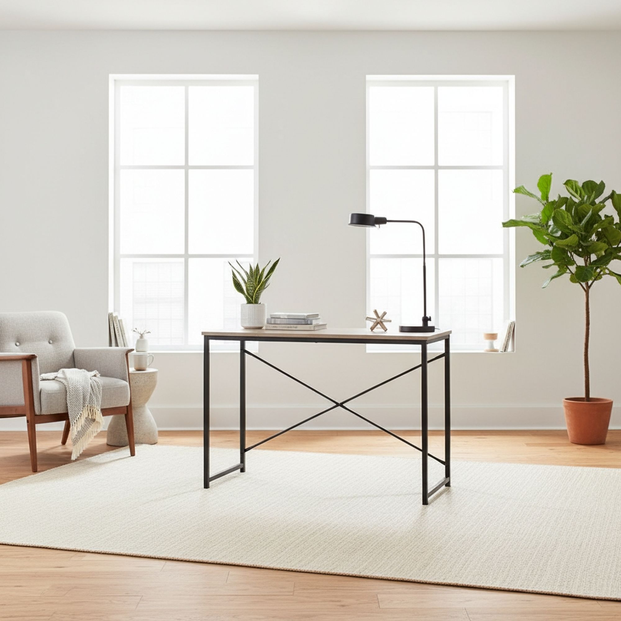 MOBLEKIT | Mesas de Centro y Muebles Auxiliares Bajos de Metal y Madera, Mesas Rectangulares o Estanterías de Dos Niveles con Compartimentos, Muebles Modernos para Salón, Dormitorio u Oficina