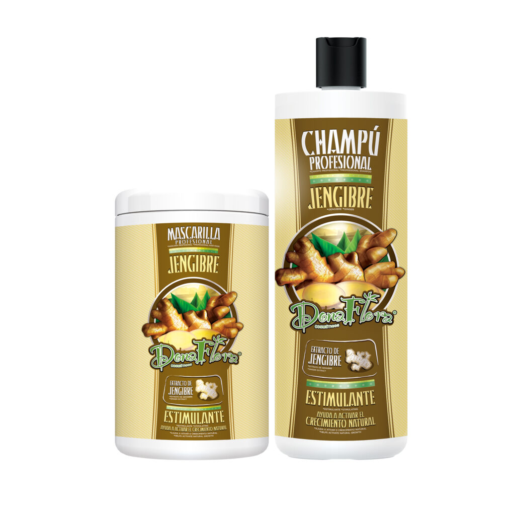 Dona Flora Jengibre Shampoo + Mask 2 x 1L – Pack Champú y Mascarilla de Jengibre, Dona Flora Ginger Hair Care, Cuidado Capilar