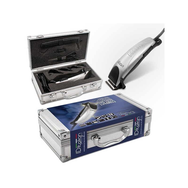 Iditalian Italian Design - Maquinilla Cortapelo Profesional en Maletín de Aluminio con Cuchilla de Acero Inoxidable y 4 Peines