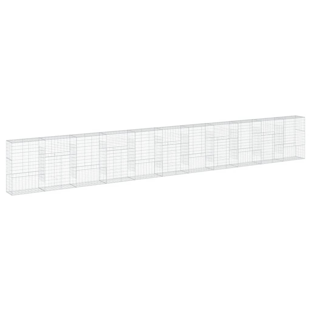 vidaXL Cesta de gaviones con cubierta hierro galvanizado 1100x50x150cm