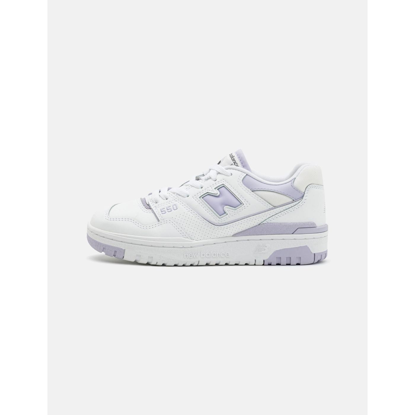 Zapatillas New Balance 550 Blancas Lila Retro Mujer - Estabilizador en el Talón