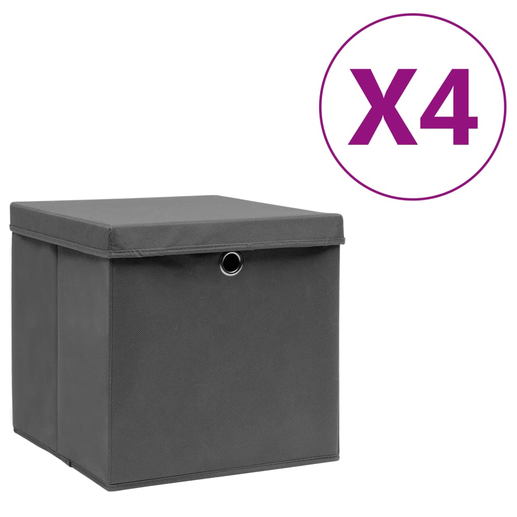 vidaXL Cajas de Almacenaje con Tapas Cofres Plegables 4 uds Tela Color Amarillo , Azul , Azul bebé y mas