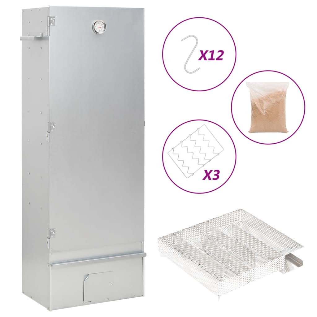 vidaXL Horno Ahumador de BBQ con Generador Humo Frío Parrilla Acero Galvanizado Dimensiones 44.5x29x83 cm (21x21x4.5 cm),  44.5x29x83 cm (27x27x4.5 cm),  44.5x29x110 cm (27x27x4.5 cm) y mas