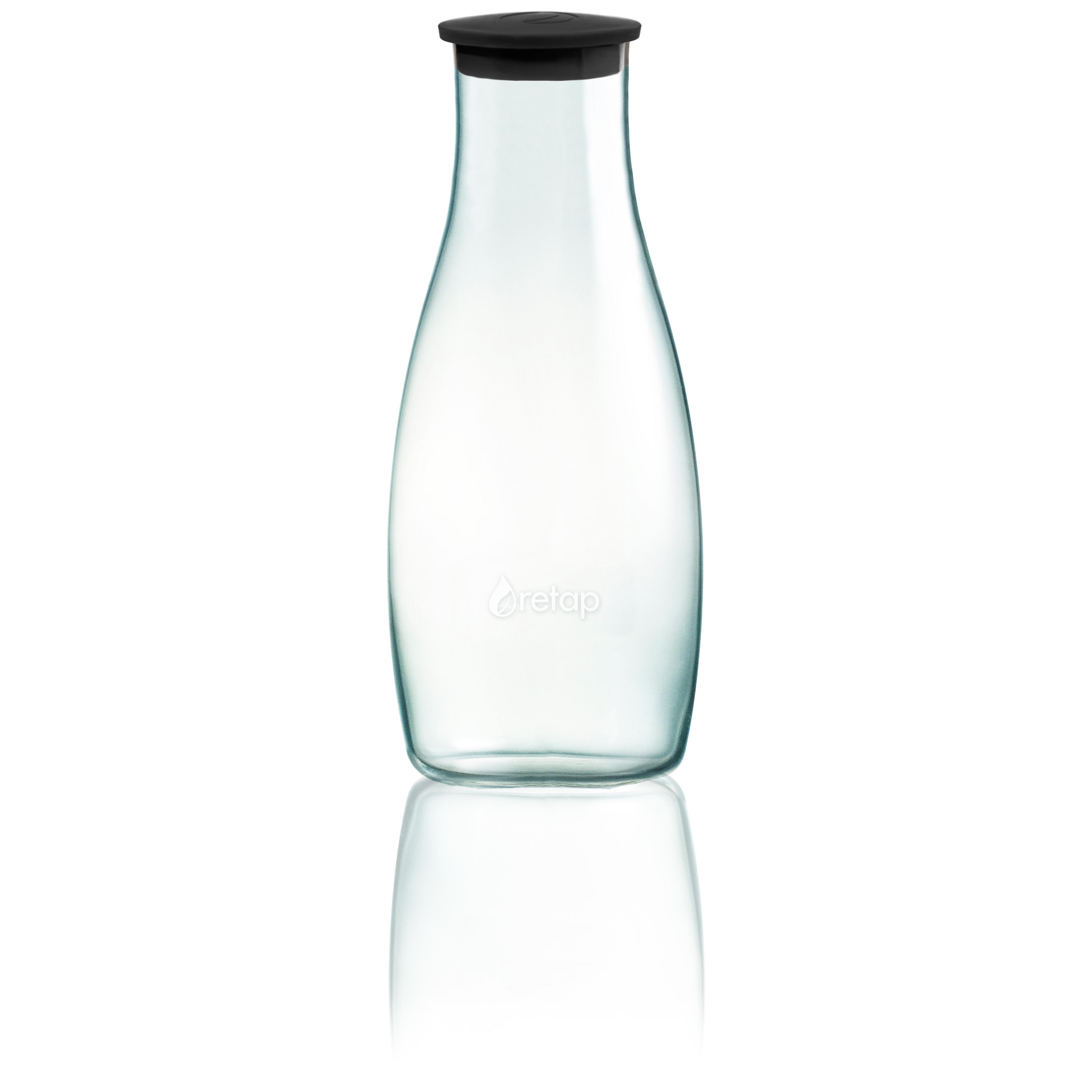 Jarra de AGua, Ecológica, RETAP, de Vidrio de Borosilicato, con Tapón Termoelastomero color Rojo y capacidad de 1,20 L
