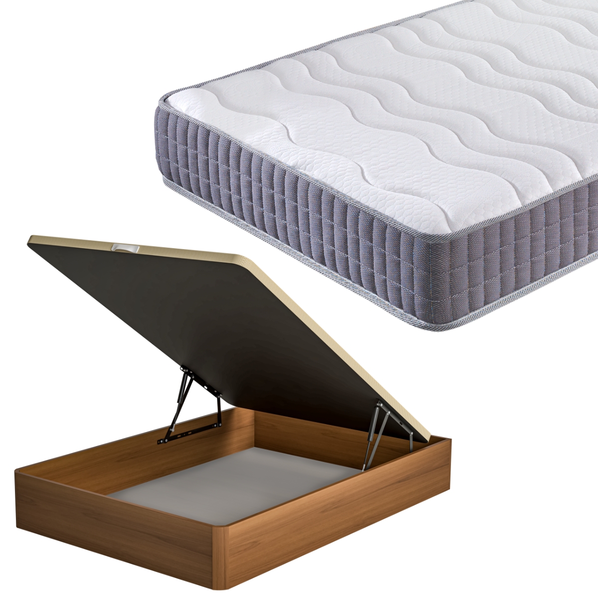 FACTORY COLCHÓN - Pack Colchón Viscoelástico + Canapé De Madera Hard