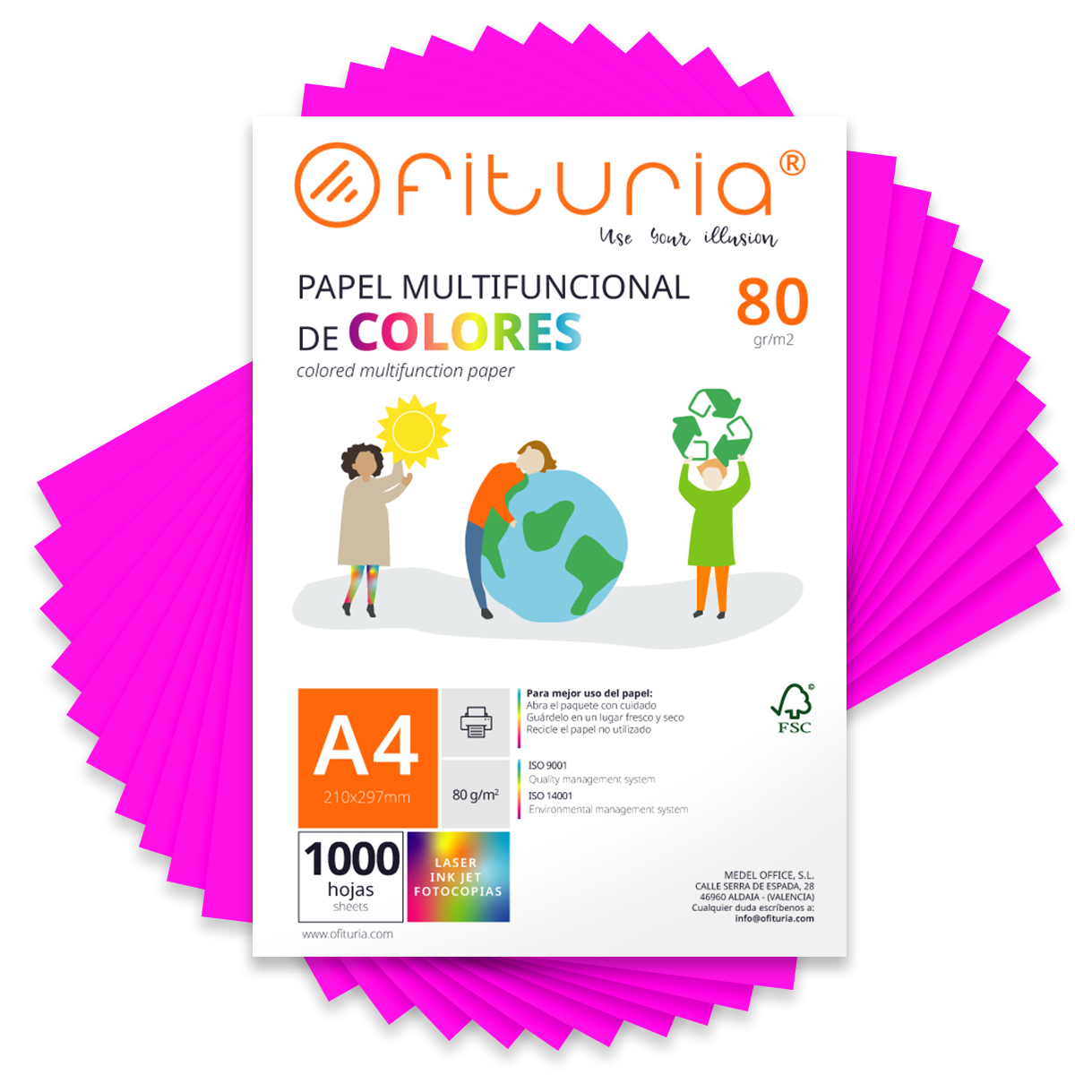 Folios de Colores, Packs de Hojas A4 80gr – Papel de Colores para Manualidades, Impresora, Scrapbooking – Folios Colores – Ideal Origami, Papiroflexia, Oficina y Escuela