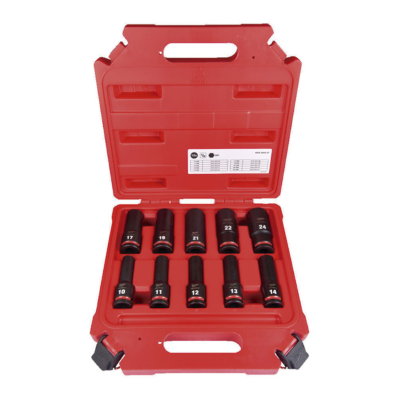 MILWAUKEE 1724H25 - Estuche 10 vasos largos 1/2" Impacto