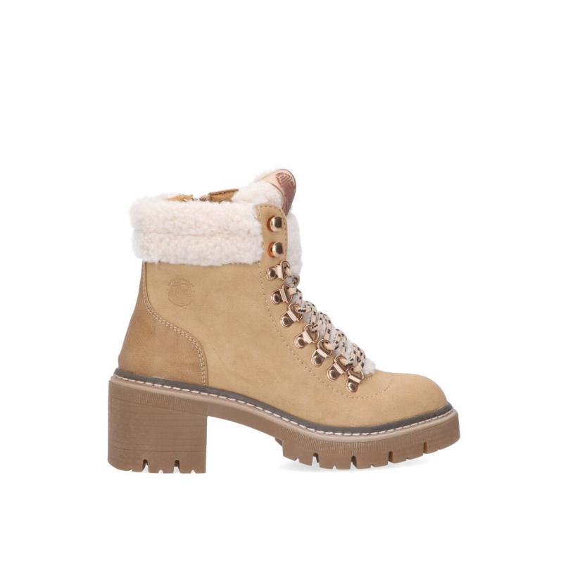 Botin Mustang - Mujer - Tacón Medio - Modelo 50386 - Color Beige