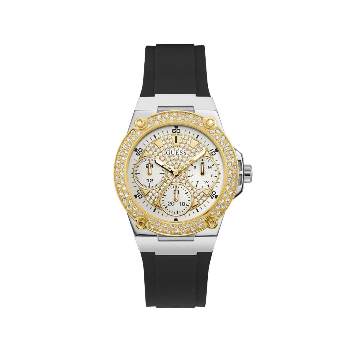 Guess Reloj Mujer Caja De Acero Pulsera Silicona De Color Negro Resistente Al Agua 5 Atm W1291l1