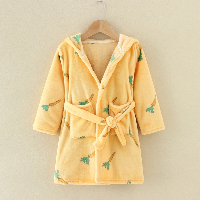 OmHO Bata con estampado de dibujos animados, ropa de dormir para niños y niños, invierno y juguete