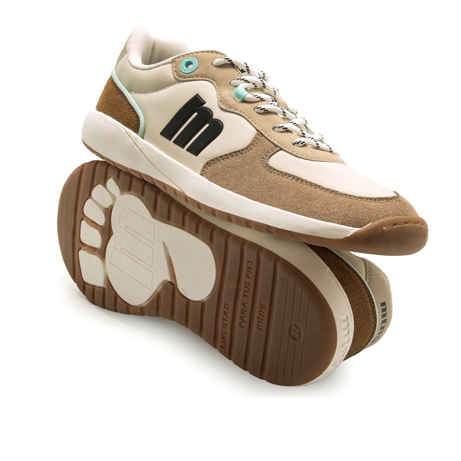 Mustang-MTNG deportivas barefoot mujer free apolo beige con cierre cordones y tipo de puntera redonda