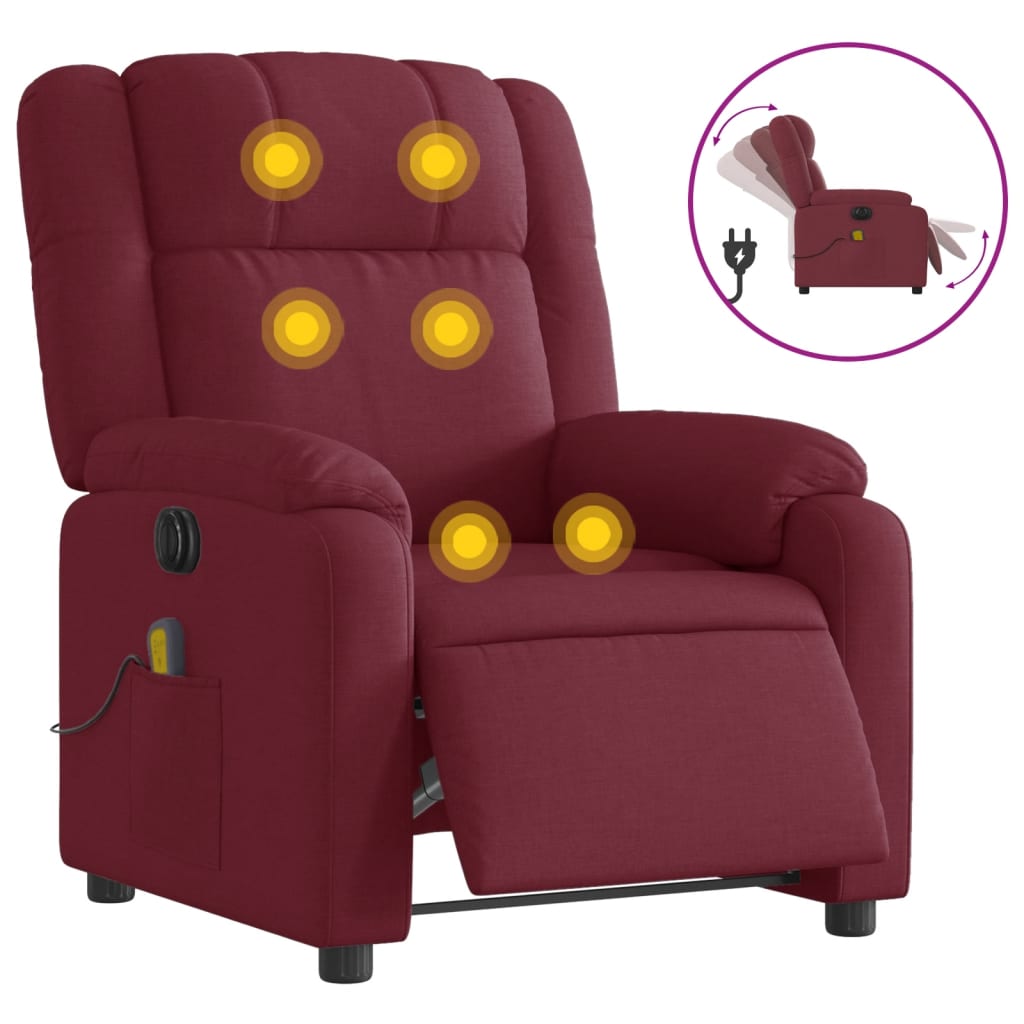 Vidaxl Sillón Reclinable de Masaje Eléctrico Tela Gris Claro y Negro