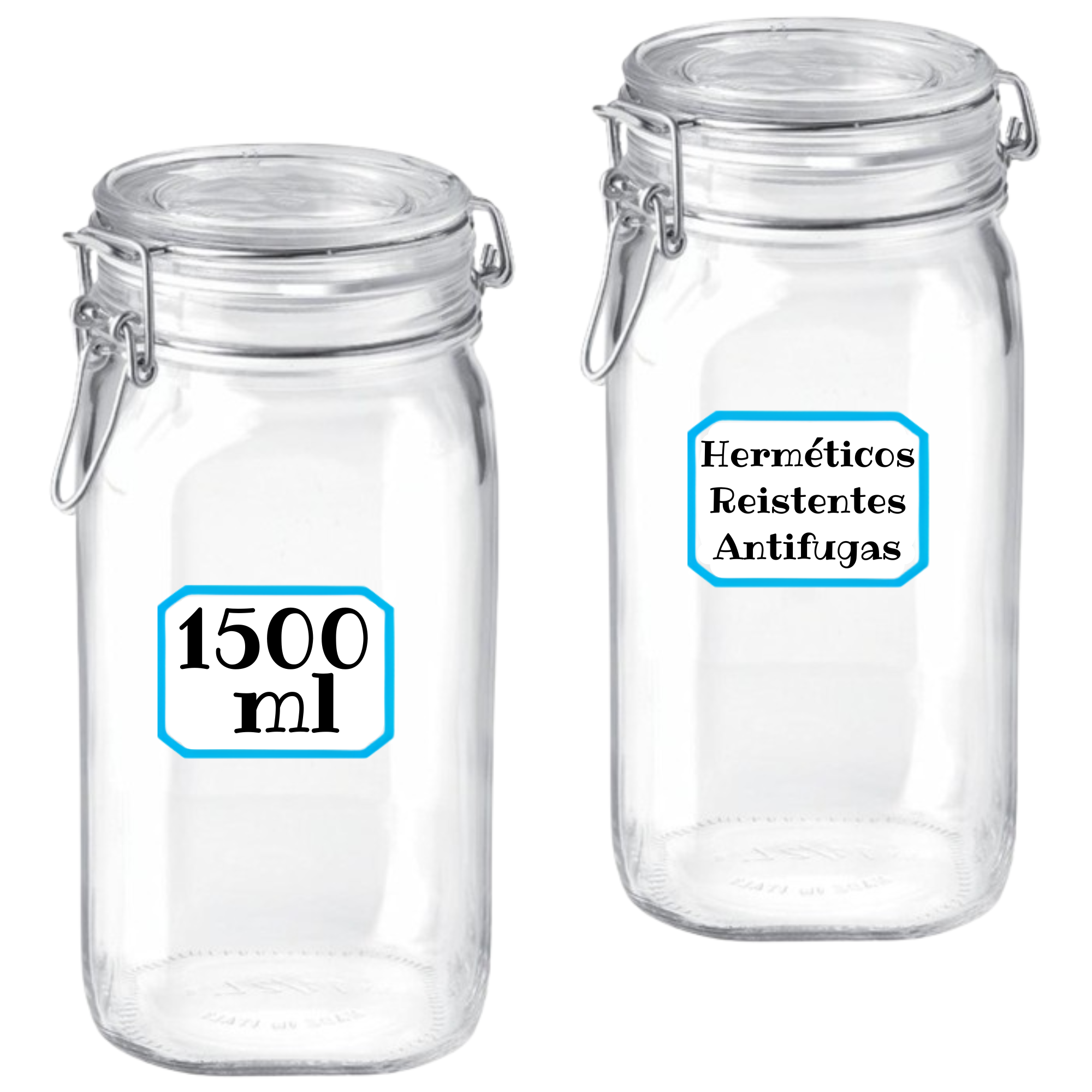 4 Tarros de Cristal Herméticos con Juntas de Silicona – Tarros herméticos de Almacenamiento para Alimentos, Conservación Fresca y Organizada Incluye Etiquetas