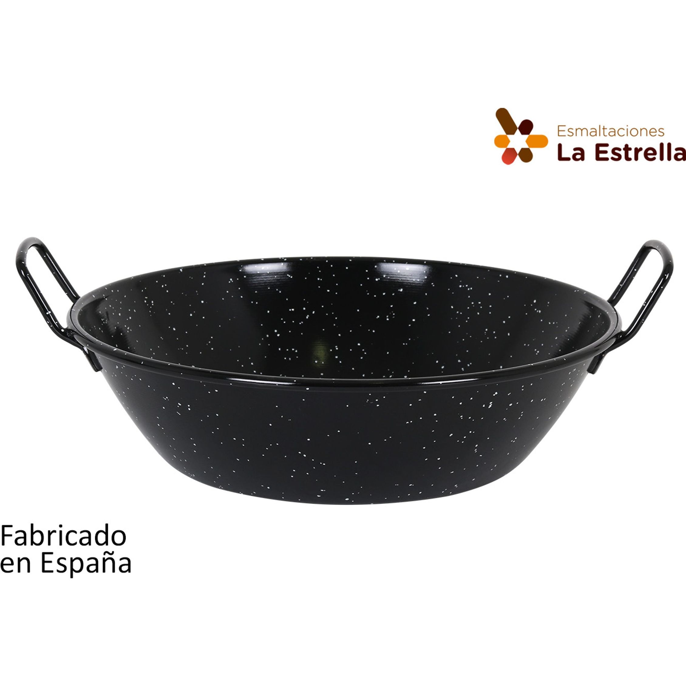 La Estrella - Paellera jaspeada honda bordonada 34cm, 6-3 litros, acero vitrificado - Alta calidad y durabilidad, antiadherente con mango ergonómico
