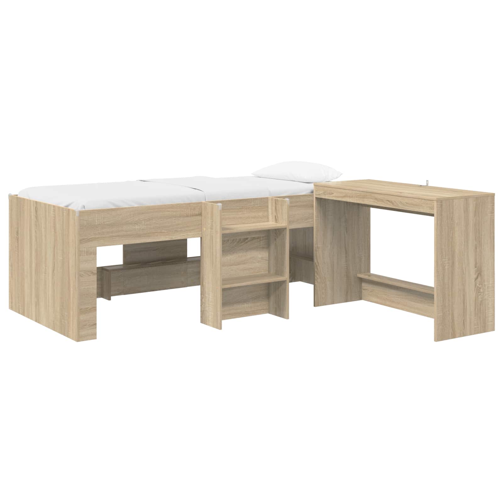 vidaXL Cama alta para niños con escritorio 2 uds. 75 x 190 cm Multicolor