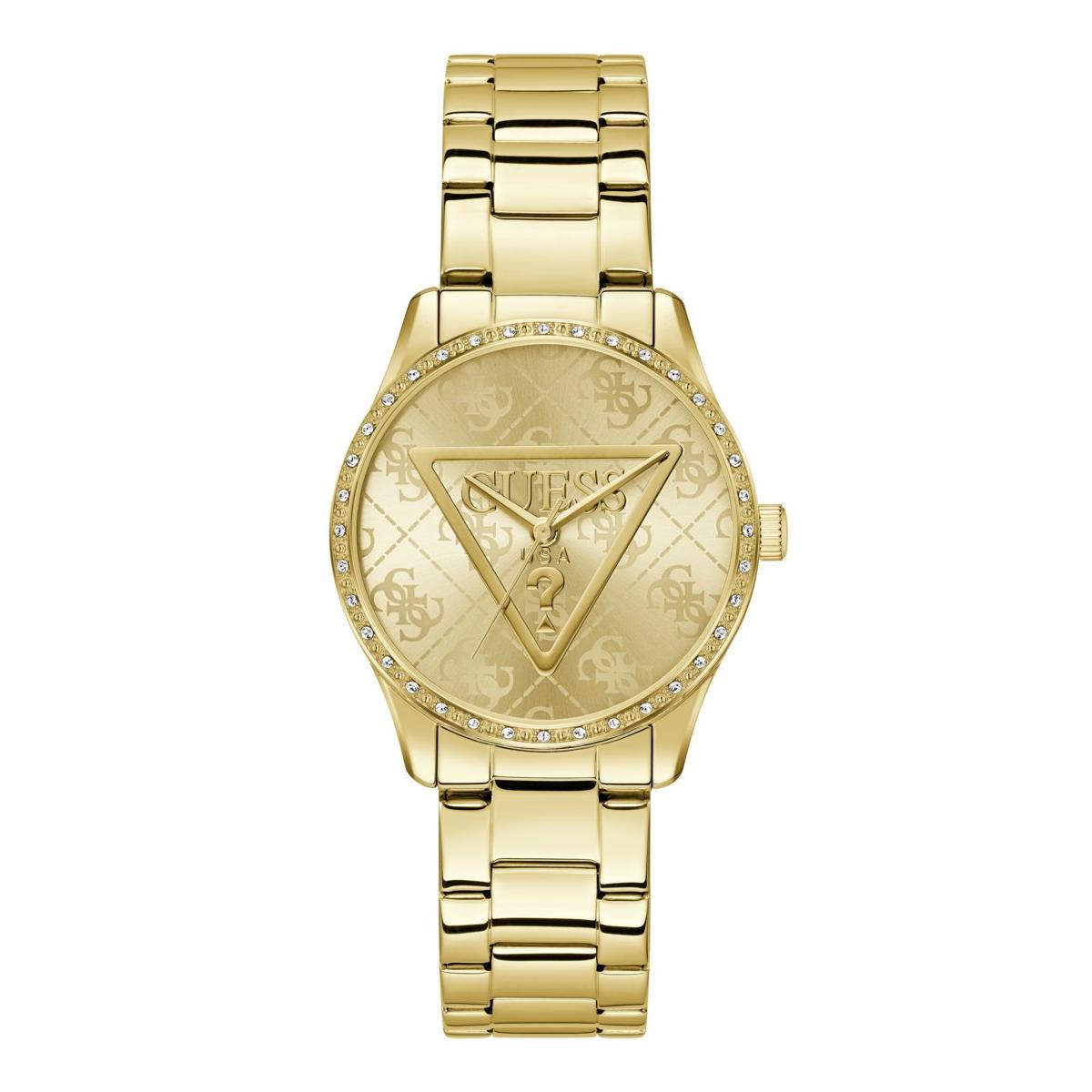 Guess Reloj Mujer Caja De Acero Reciclado Pulsera Acero De Color Dorado Resistente Al Agua 3 Atm Gw0987l2