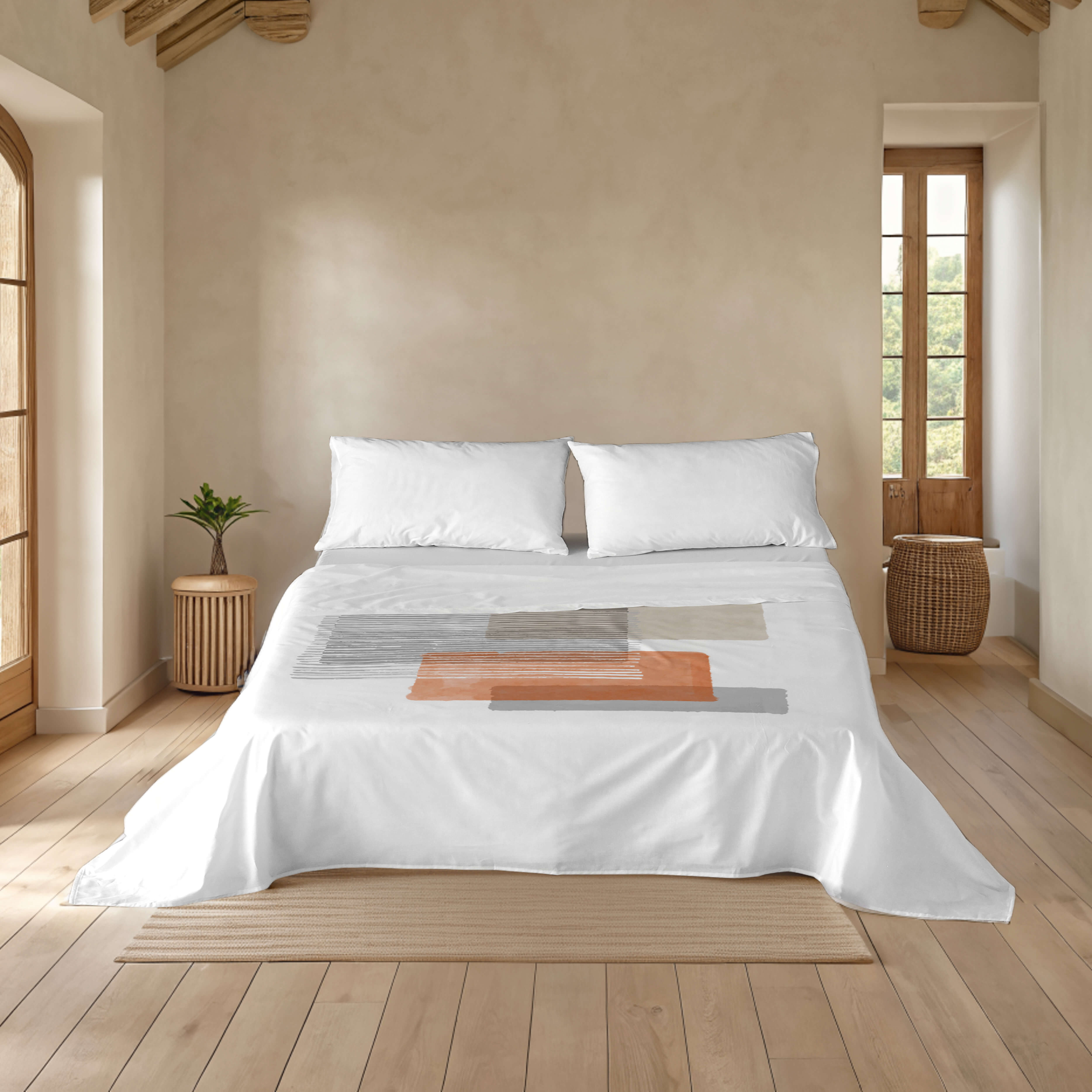 NATURALS - Juego de Sabanas Estampado - 100% Algodón Extra Suave - Incluye  Sábana Encimera + Funda/s de Almohada + Sabana Bajera - Fabricado en España - Modelos Florales - Cama 90/135/150/180