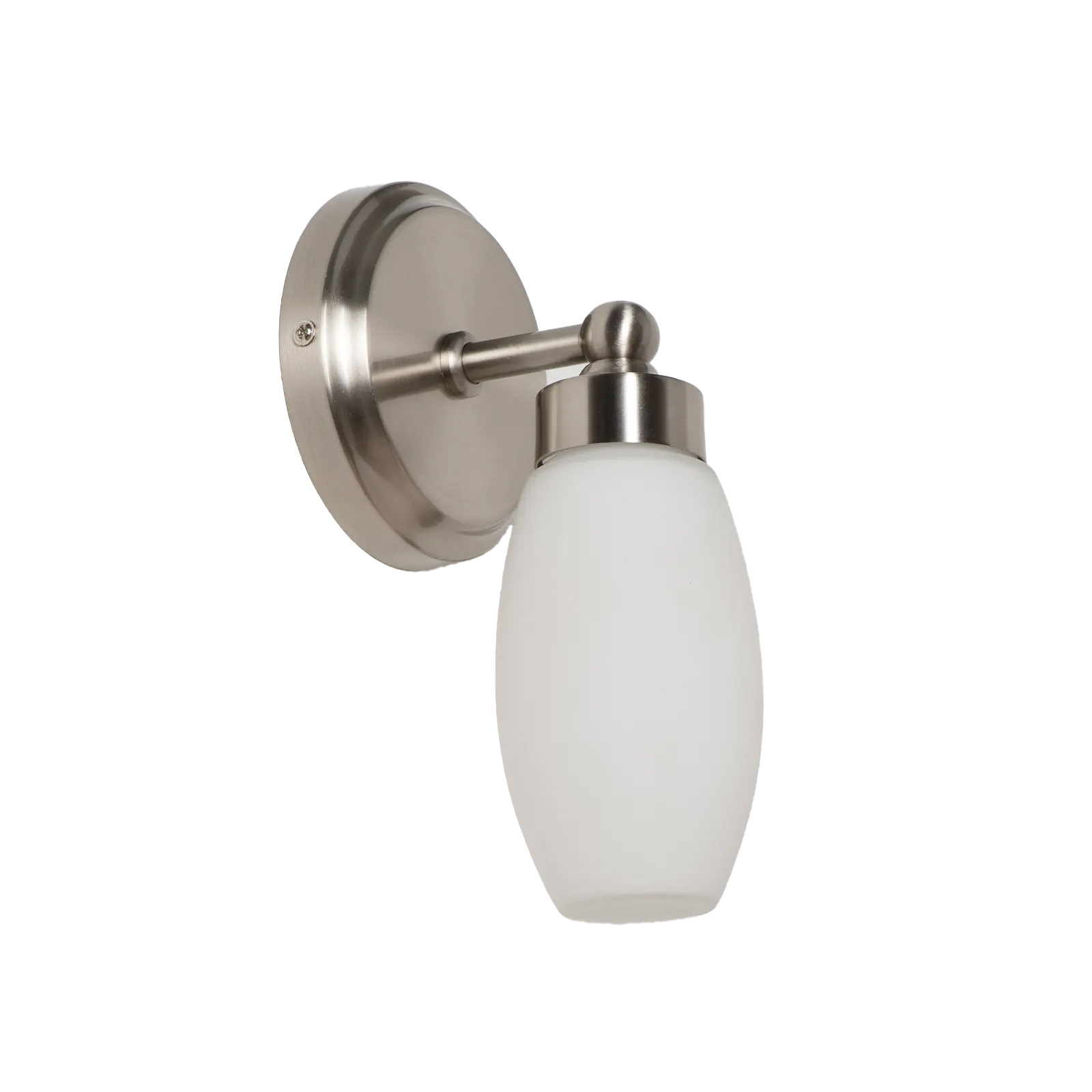 ALPINALUZ Aplique de baño para espejo “MINORA”, con casquillo E14 de hasta 20W, base metálica cromada y pantalla de cristal opal. Protección IP44, ideal para baños y zonas húmedas