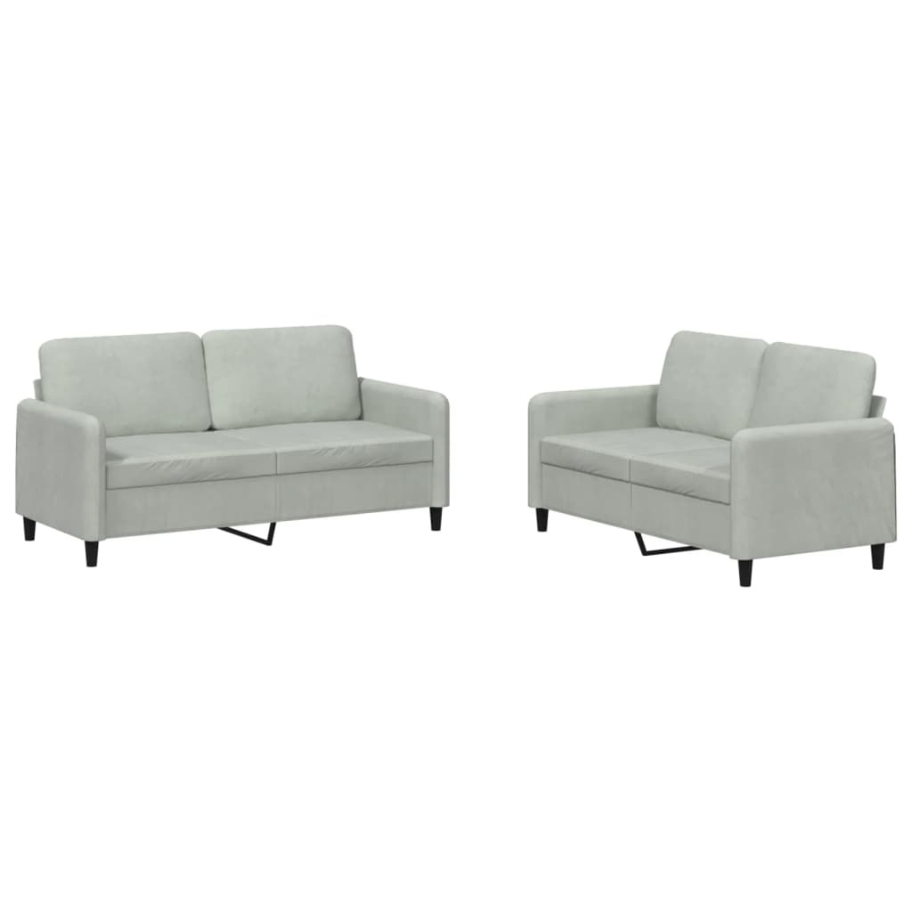 vidaXL Juego de sofás 2 piezas terciopelo gris claro