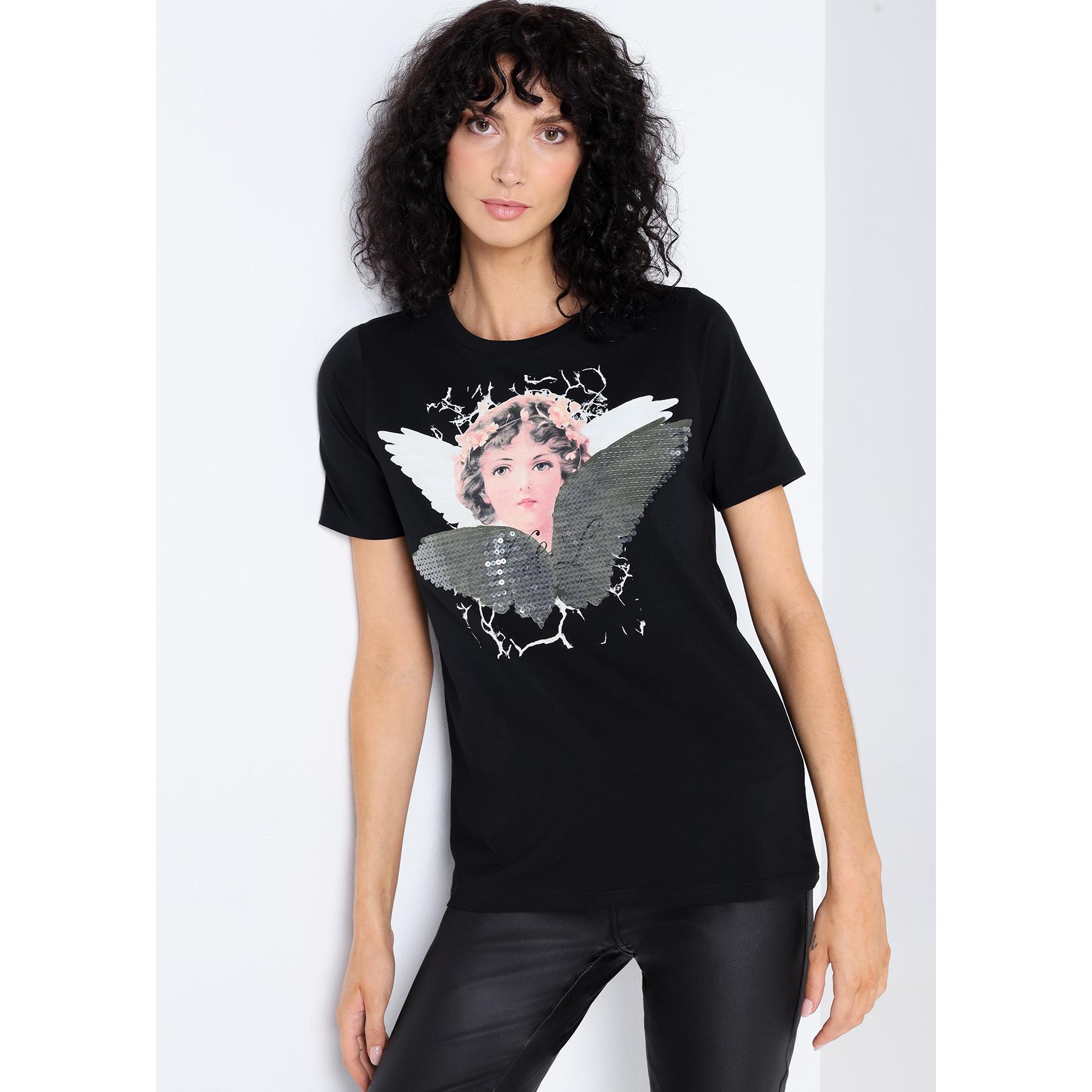 Victorio & Lucchino - Camiseta de manga corta con angel lentejuelas
