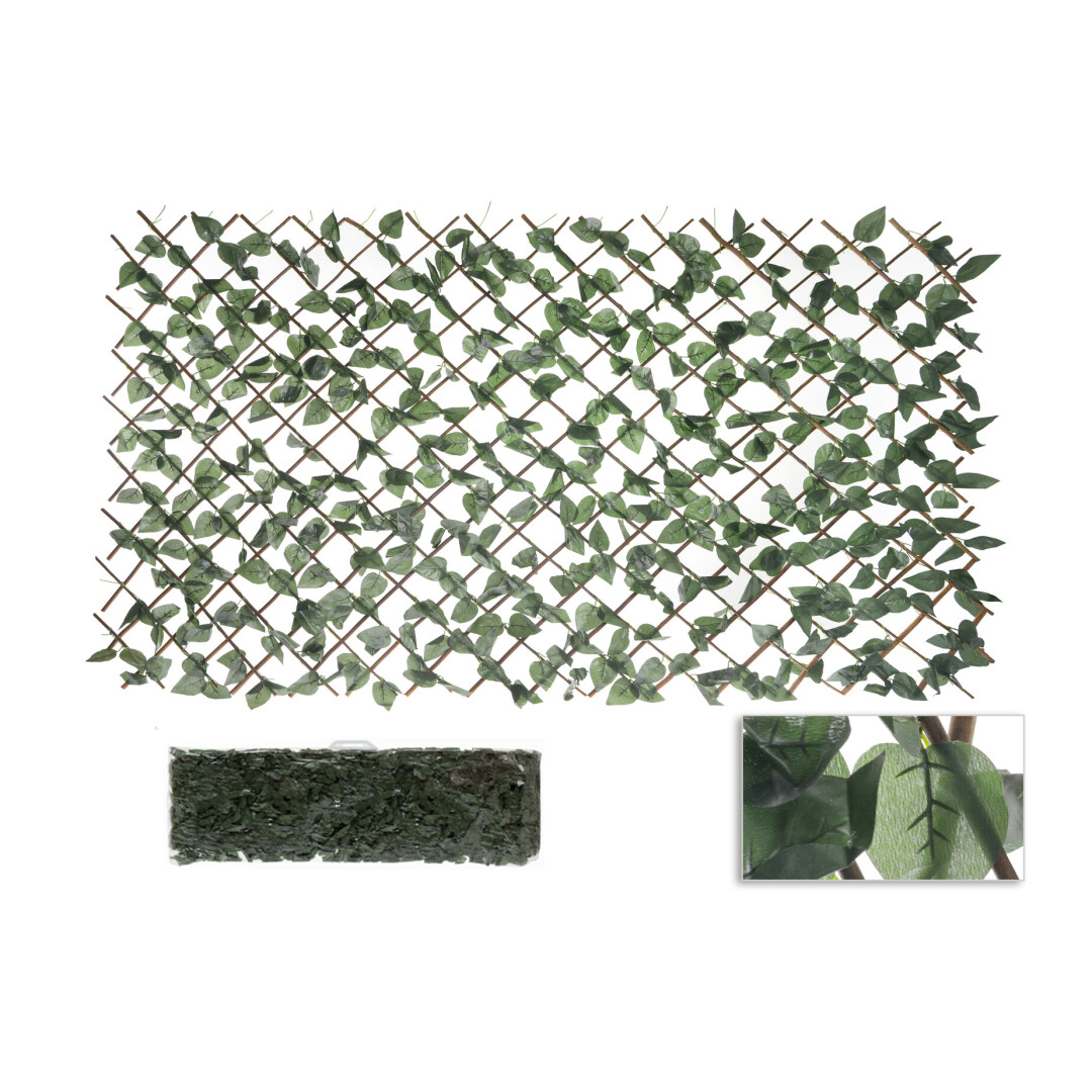 HERSIG - Celosia con Hojas Verdes Extensible  Celosia para Balcon, Terraza, Jardin o para Interior de Color Verde -CELOSIA HOJAS DECORATIVAS 100x120cm/60x180cm/150x300cm a elegir - Idónea para Obtener Privacidad Sin Perder Estética