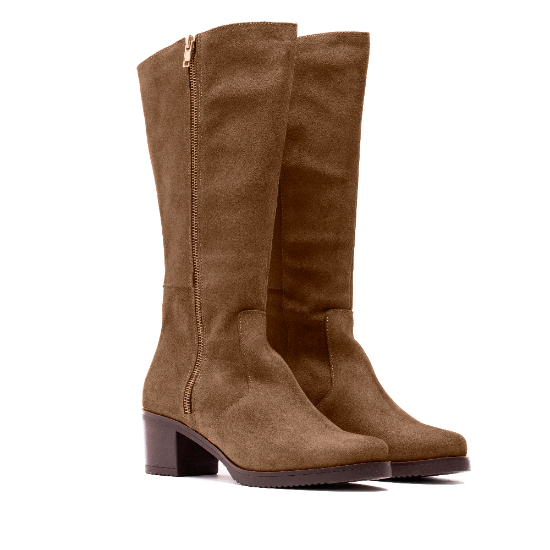 Bota Elodie CA-1085 Piel Serraje Visón | 40mm Altura