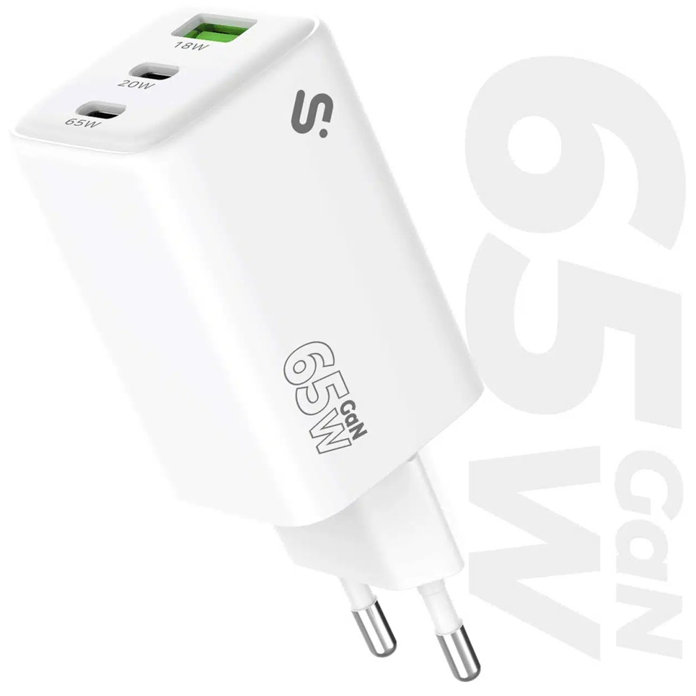Subblim - Cargador GaN 65 W USB-C Dual PPS Power Delivery ultra compacto con carga rápida para portátiles y smartphones, blanco
