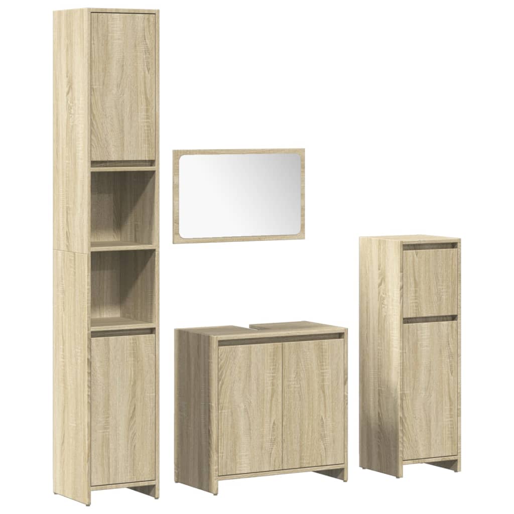 vidaXL Juego de muebles de baño 4 pzas contrachapada roble Sonoma