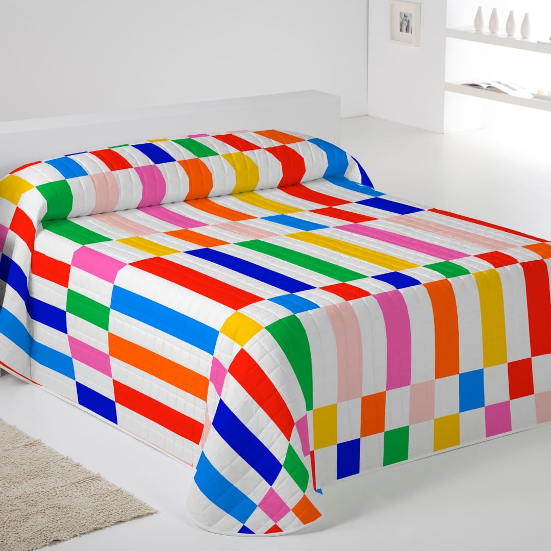ICEHOME - Colcha Bouti Estampada - Microfibra Extra Suave de Alta Calidad - 15 Modelos Diferentes - Acolchado a Rombos - Cama 90-105/135/150/180 - Relleno Ligero 70 gramos - Fabricado en España