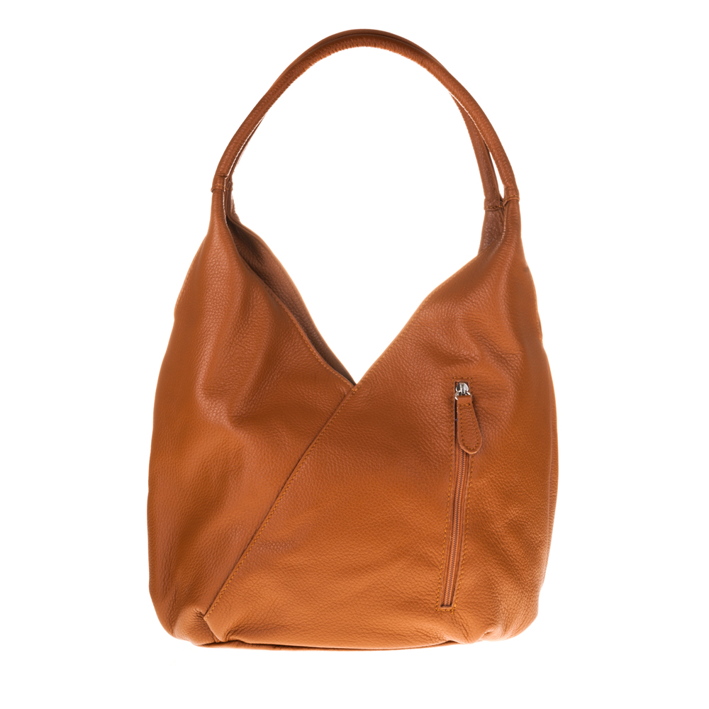 FIRENZE ARTEGIANI Ponteranica Bolso de hombro Mujer.Piel auténtica Dollaro Fabricado en Italia 36x17x23 Cm. Color: Cuero