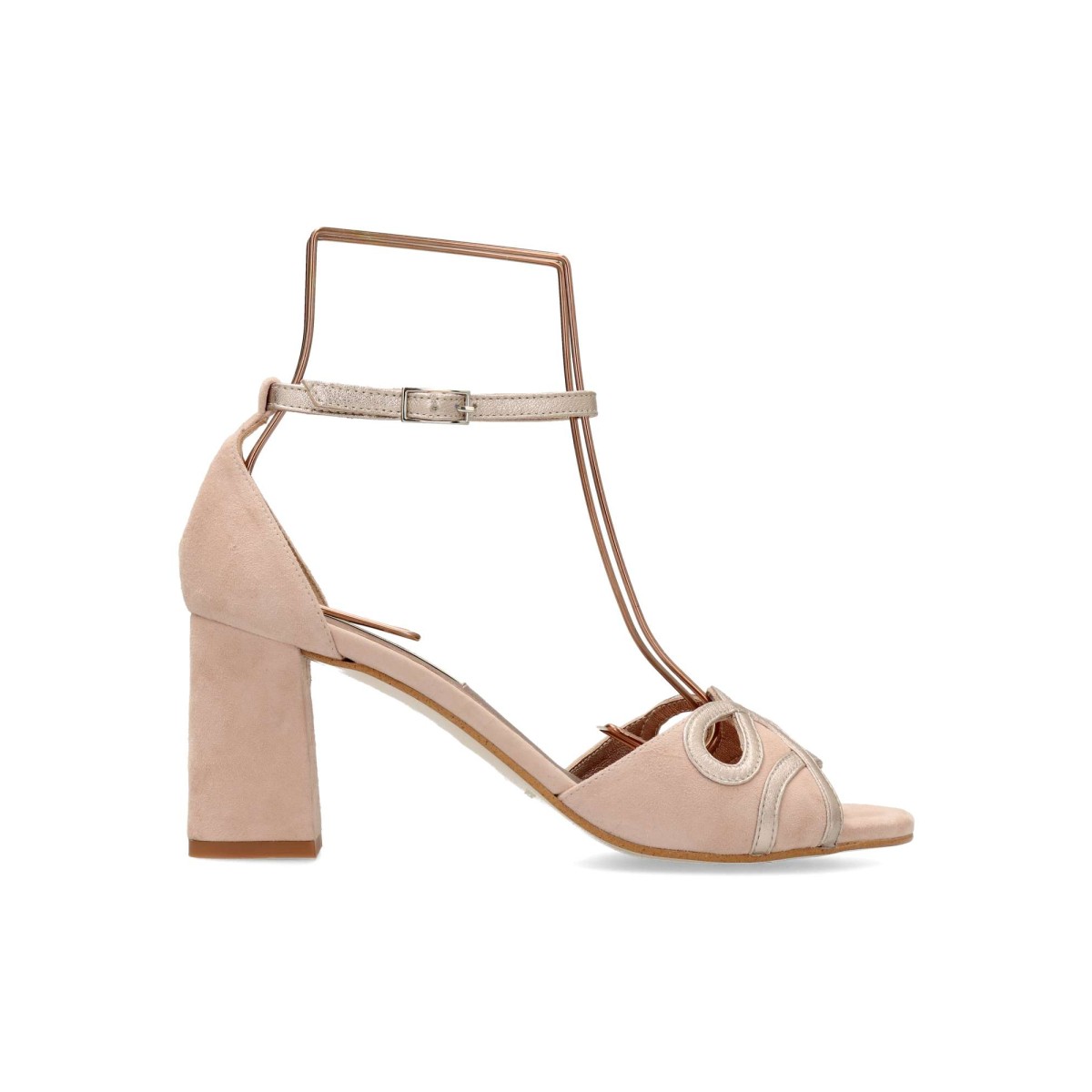 EZZIO - Sandalias de fiesta terciopelo y piel con tacón medio de 7 cm, plantilla acolchada y acabado elegante para novia e invitadas