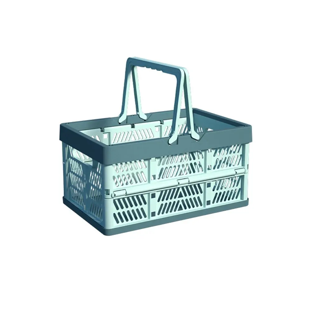TK Cesta De Almacenamiento Plegable De Gran Tamaño Con Manija Para Picnic Y Camping Caja Portátil De Supermercado Hecha De Plástico Resistente