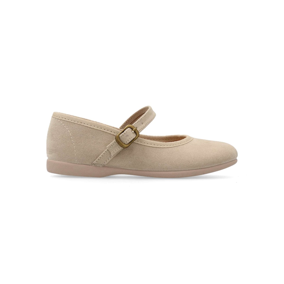 PEKE'S By Vanessa - Bailarinas Mary Jane para niña con hebilla, suela antideslizante de goma ligera y flexible, color beige, diseño elegante de salón